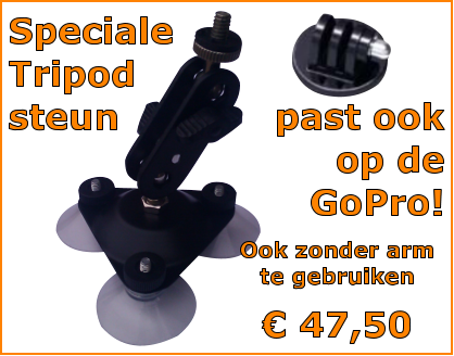 Speciale Tripod steun past ook op de GoPro!  Ook zonder arm te gebruiken   47,50